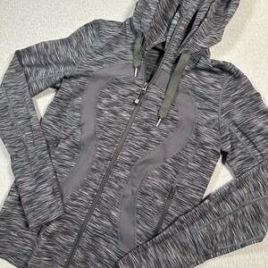 Lululemon Stride‎ Jacket Hoodie Women 6 Grey Full Zip Gym Training **Flawed
